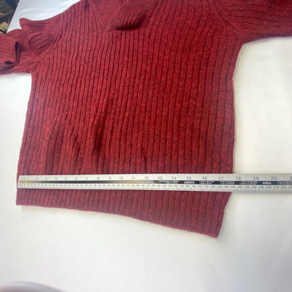 Blue Label Ribbed Knit Sweater Baby Alpaca Wool Shawl Collar Burgundy W L NWOT - Picture 5 of 10